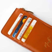 Portefeuille zippé camel