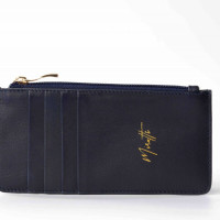 Portefeuille zippé bleu marine