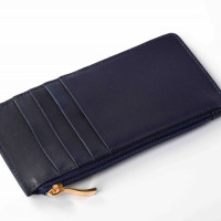 Portefeuille zippé bleu marine