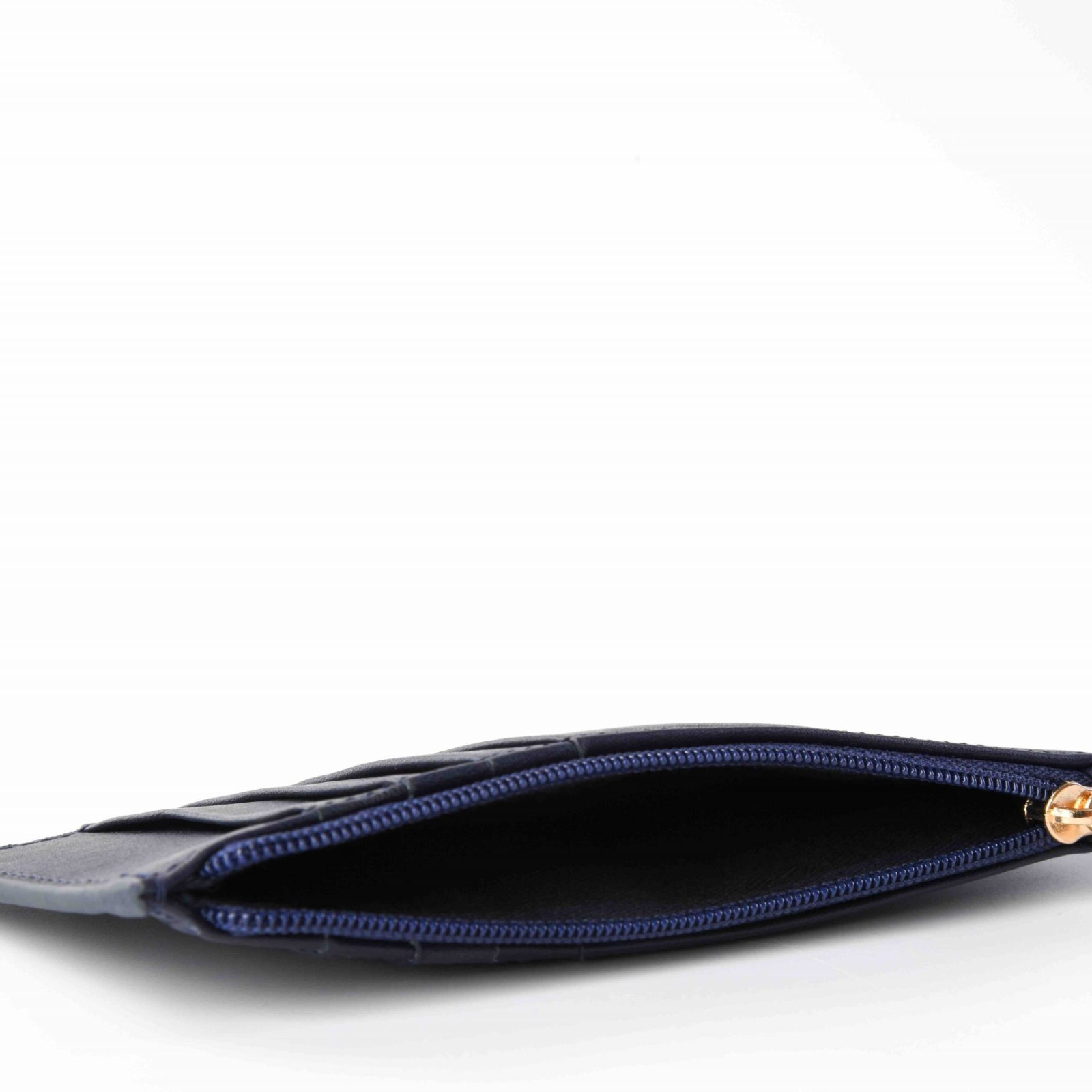 Portefeuille zippé bleu marine