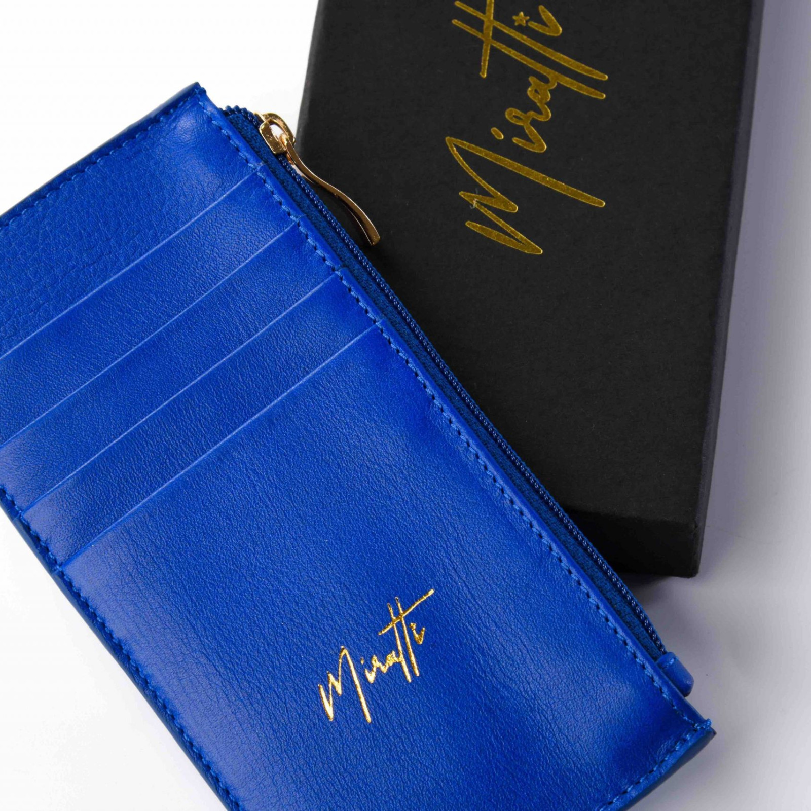 Portefeuille zippé bleu royal