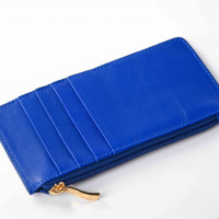 Portefeuille zippé bleu royal