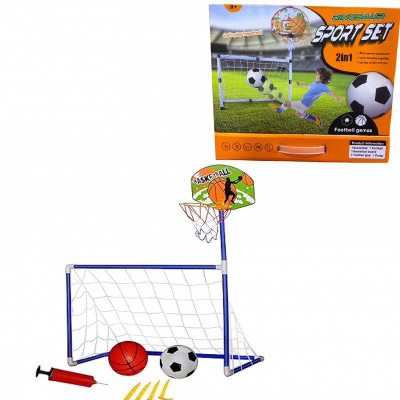 2 en 1 But de football avec kit de panier de basket