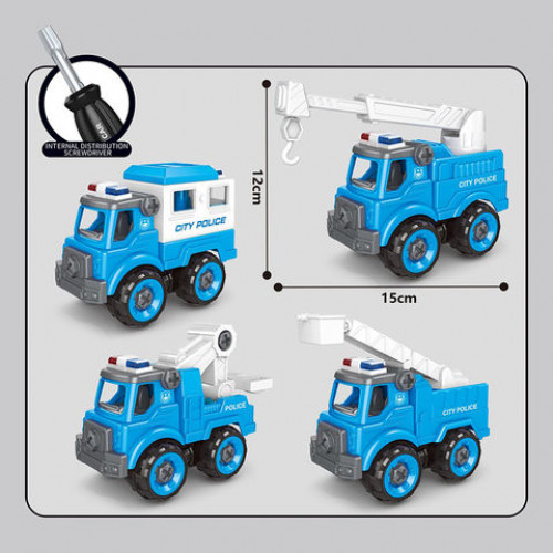 Pack de 4 Véhicules de Police à Monter - DIY pour Petits Héros