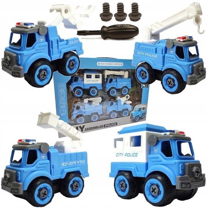 Pack de 4 Véhicules de Police à Monter - DIY pour Petits Héros