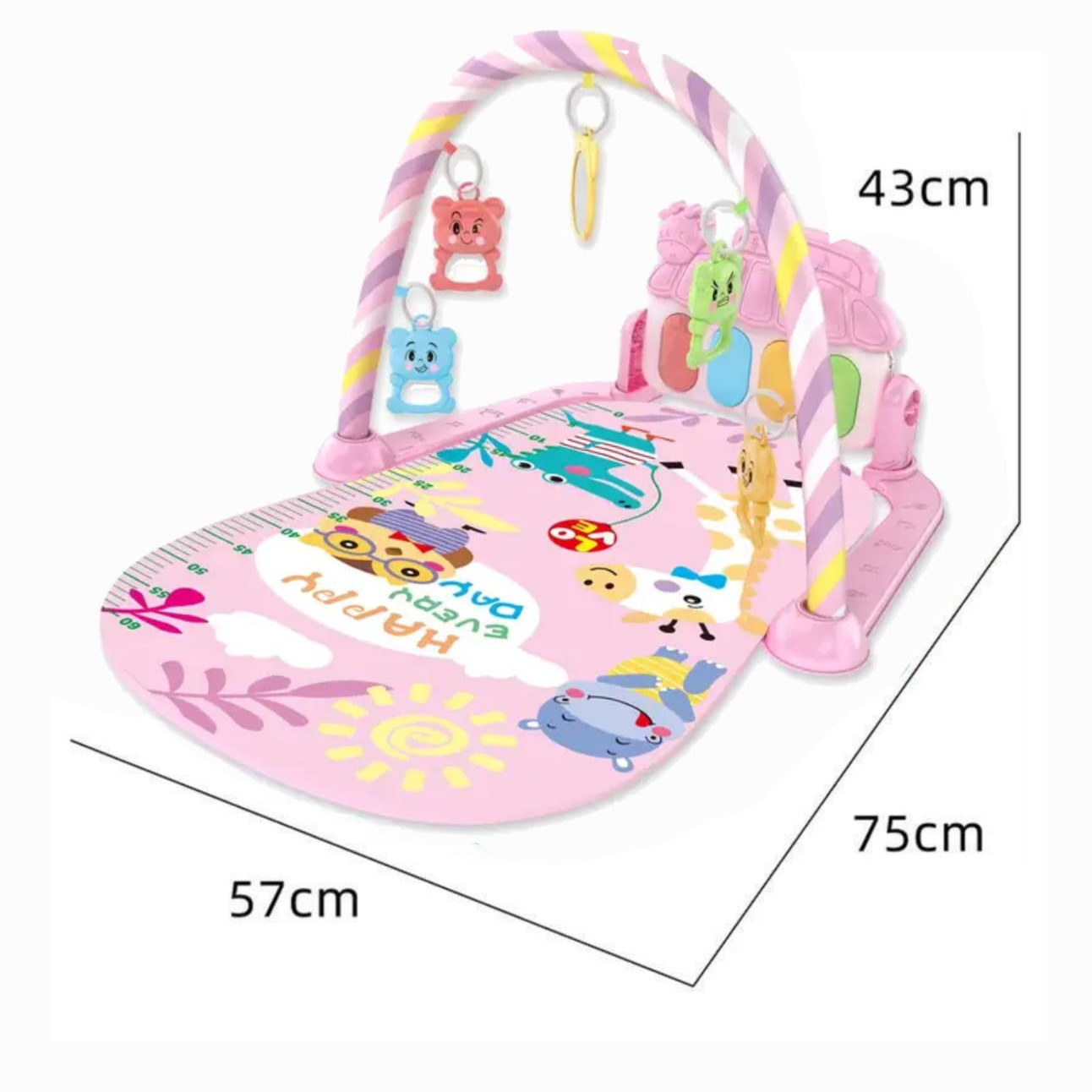 Tapis musical d'éveil et d'activité piano pour bébé rose