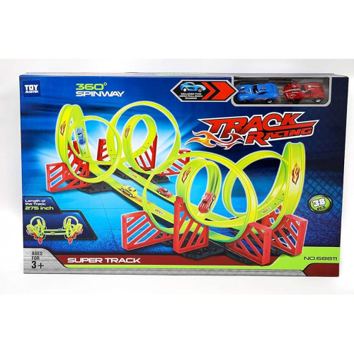 Circuit Super Track Racing 360° – 38 pièces de course pour enfants, 700 cm de piste