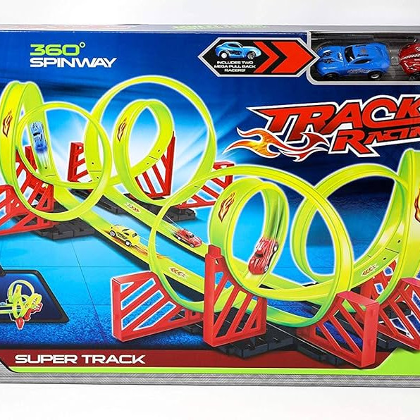 Circuit Super Track Racing 360° – 38 pièces de course pour enfants, 700 cm de piste