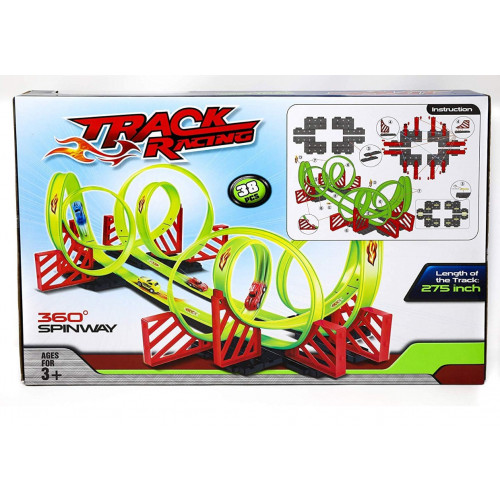 Circuit Super Track Racing 360° – 38 pièces de course pour enfants, 700 cm de piste Circuit Super Track Racing 360° – 38 pièces de course pour enfants, 700 cm de piste