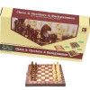Coffret de jeu en bois Echecs, Dames, Backgammon