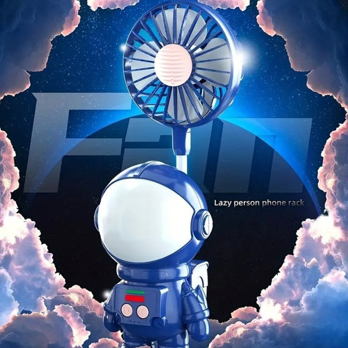 Ventilateur Rieur Astronaute 3-en-1 – Lumière, Support Téléphone & Rechargeable