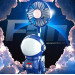 Ventilateur Rieur Astronaute 3-en-1 – Lumière, Support Téléphone & Rechargeable