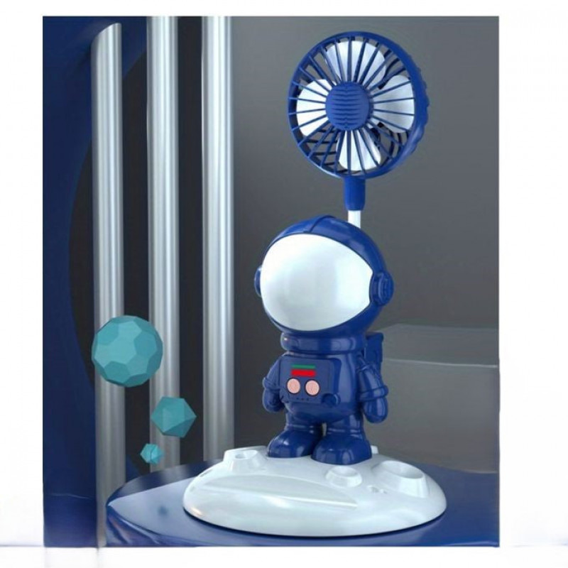 Ventilateur Rieur Astronaute 3-en-1 – Lumière, Support Téléphone & Rechargeable