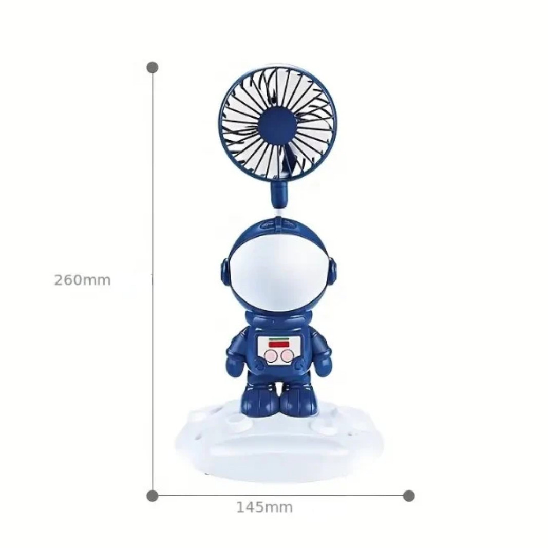 Ventilateur Rieur Astronaute 3-en-1 – Lumière, Support Téléphone & Rechargeable