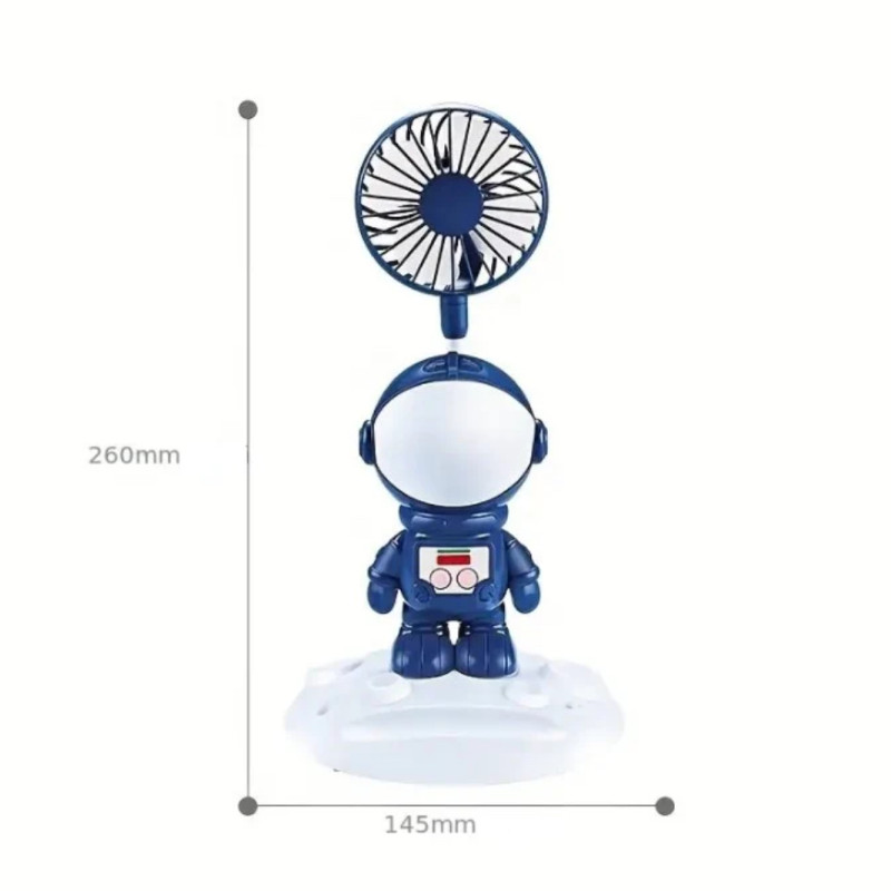 Ventilateur Rieur Astronaute 3-en-1 – Lumière, Support Téléphone & Rechargeable