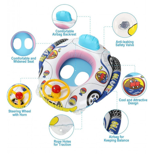 Bouée de natation pour enfant en forme de voiture avec volant Bouée de natation pour enfant en forme de voiture avec volant