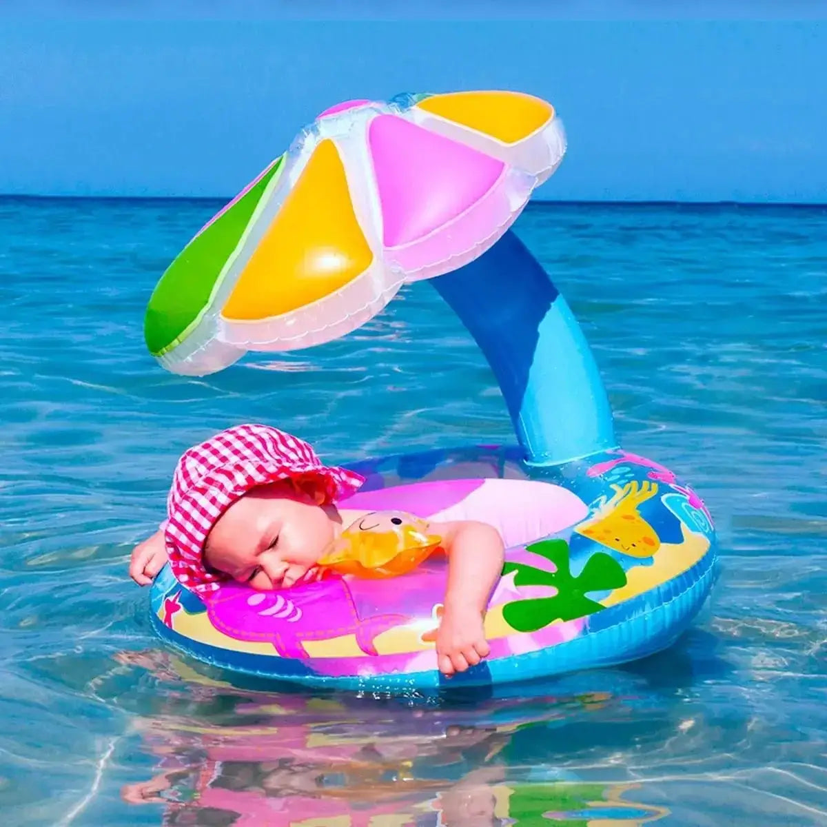 Bouée gonflable pour bébé avec pare-soleil intégré