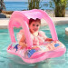 Bouée Bébé Gonflable avec Pare-Soleil – Thème Marin (rose)