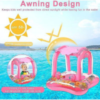 Bouée Bébé Gonflable avec Pare-Soleil – Thème Marin (rose)