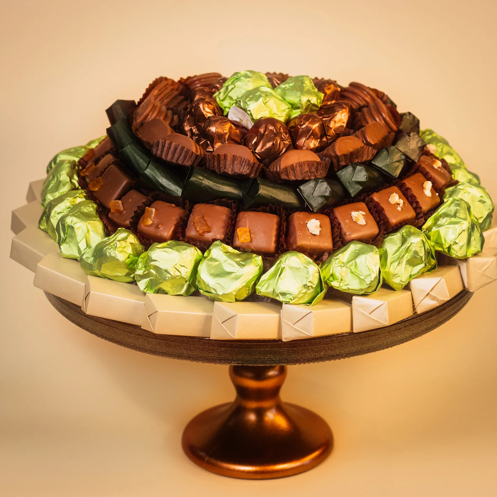 Coupe Emeraud à Pied Gold- Chocolat