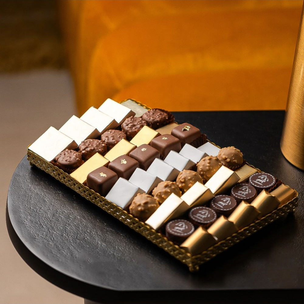 Plateau chocolat Rectangle XL- Doré
