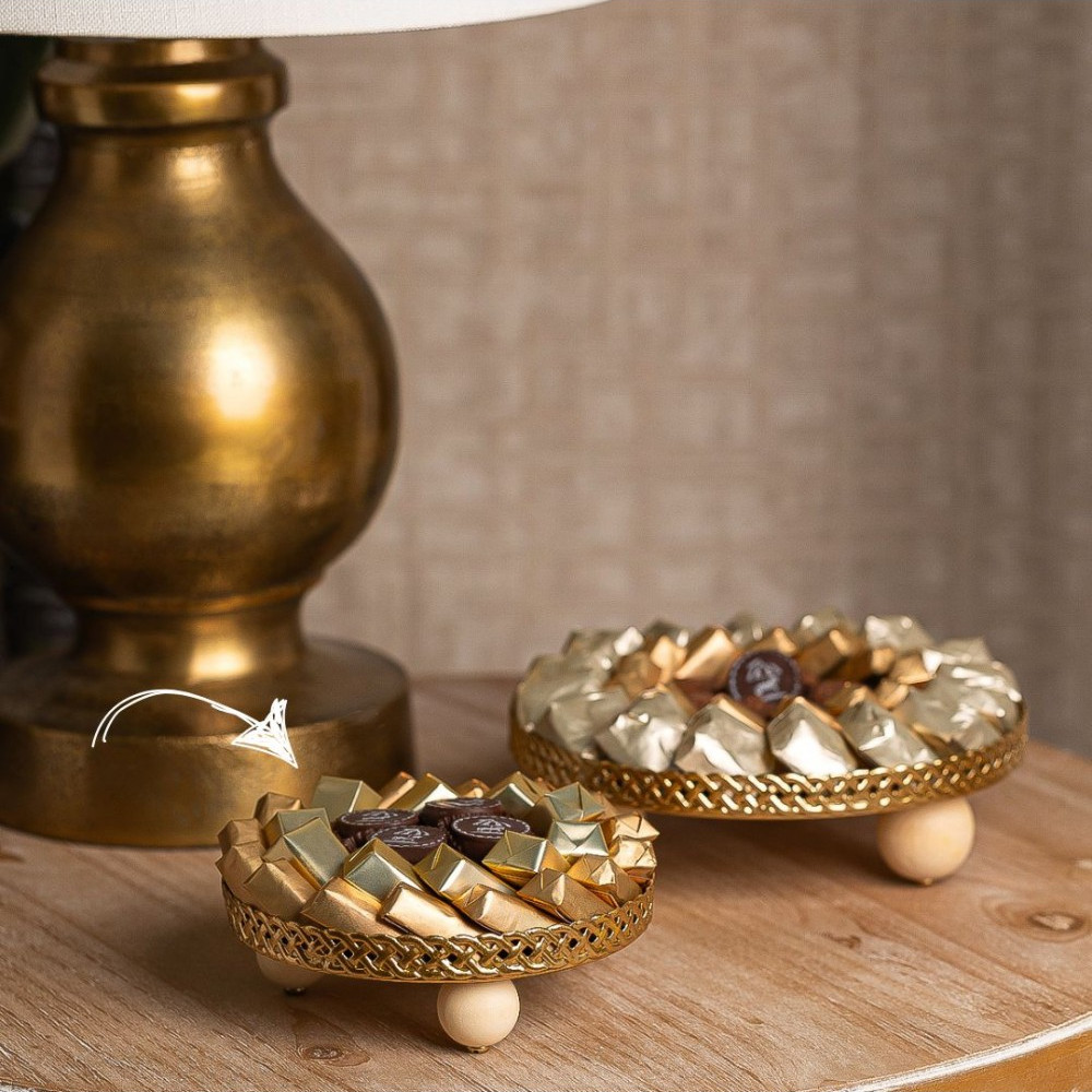 Plateau chocolat rond - Doré - PF