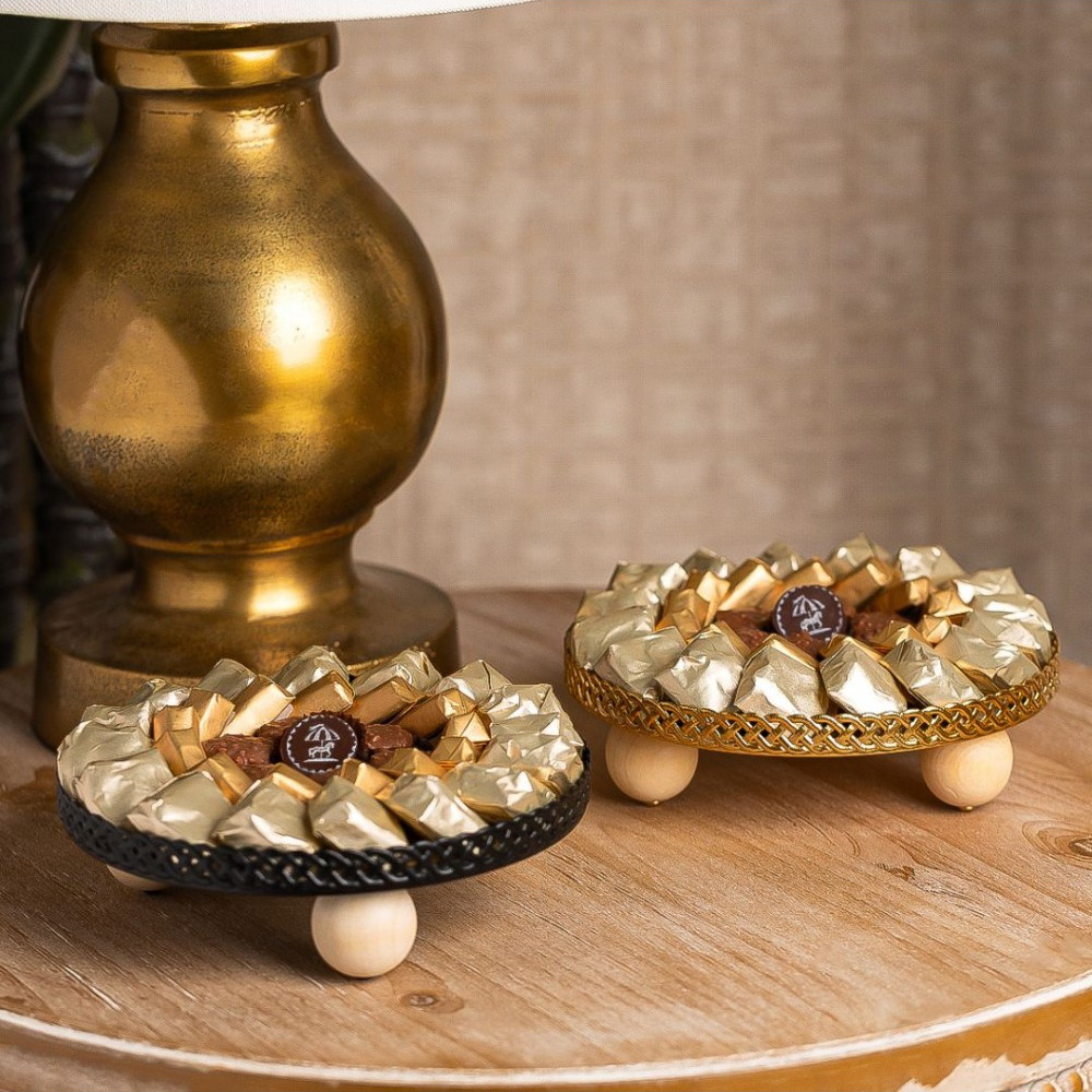 Plateau chocolat rond - Doré