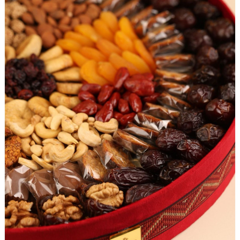 Plateau Festif Rouge - Chocolat & Fruits secs