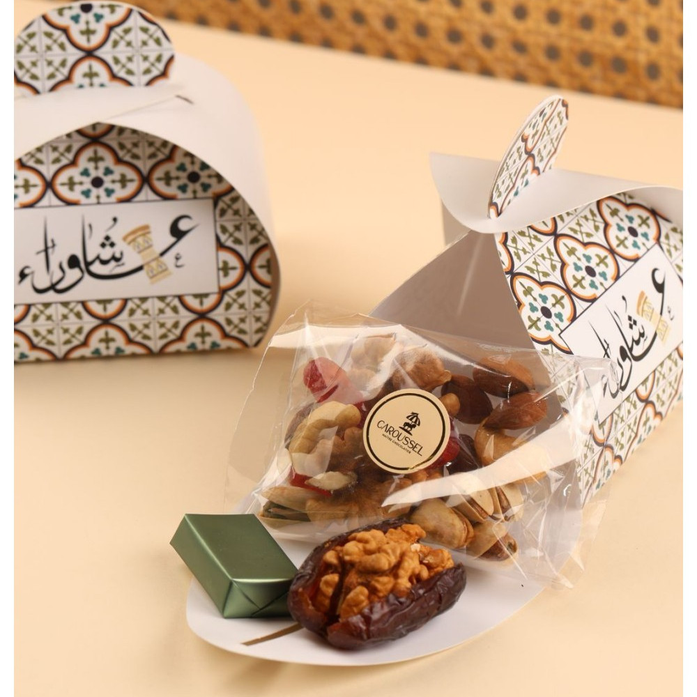 Mini Coffret Achoura – 1 Chocolat, 1 Datte farcie & 40 g de Fakia