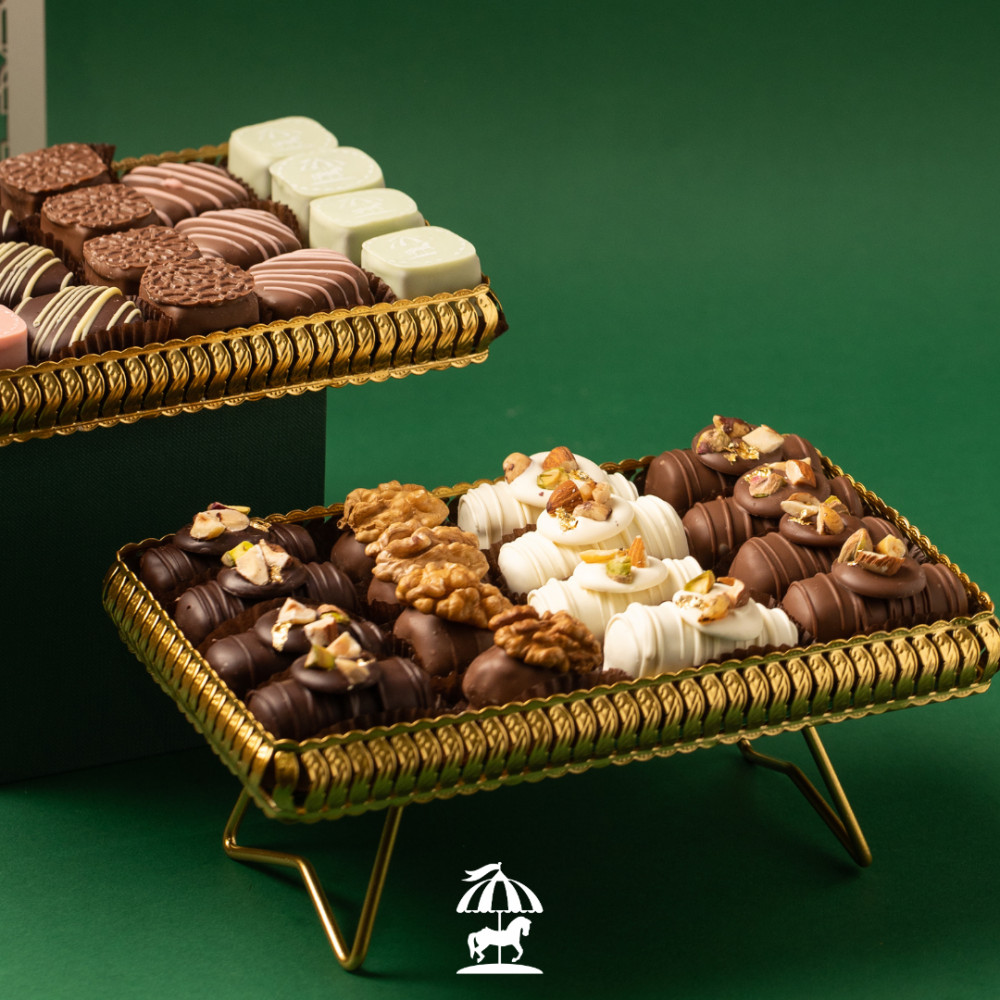 Plateau rectangle doré - Dattes prestiges