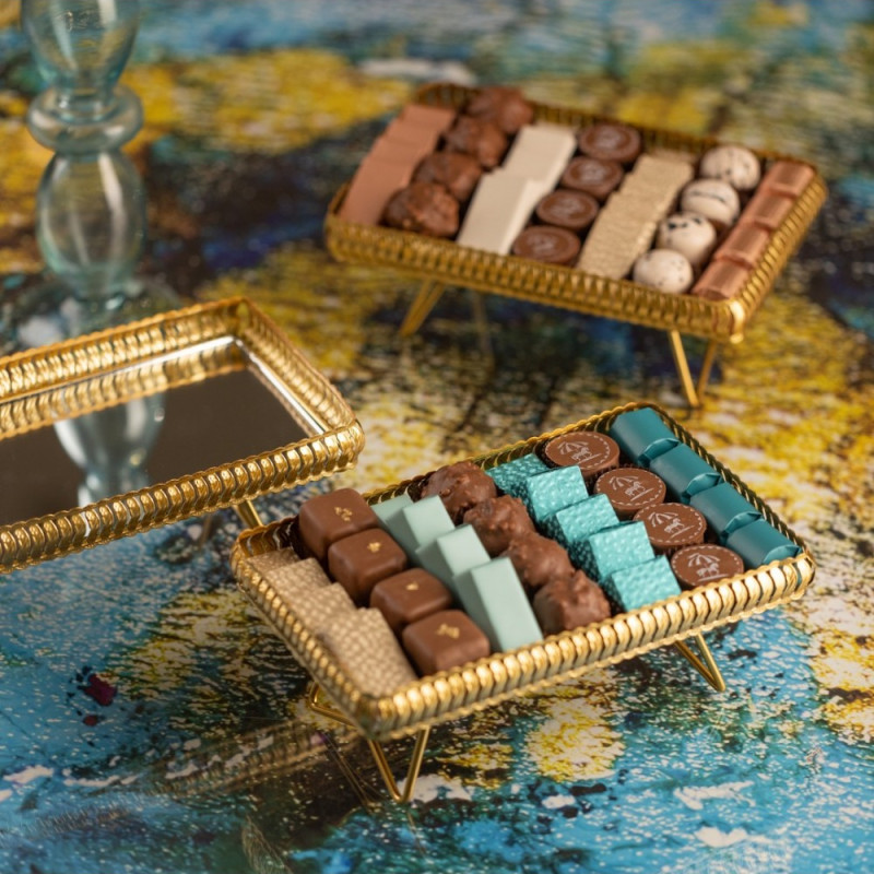 Coupe rectangle Doré - cadeau chocolat