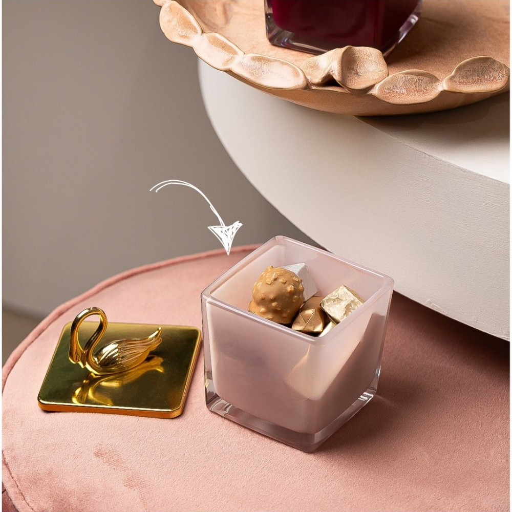 Bonbonnière Cygne chocolat - rose