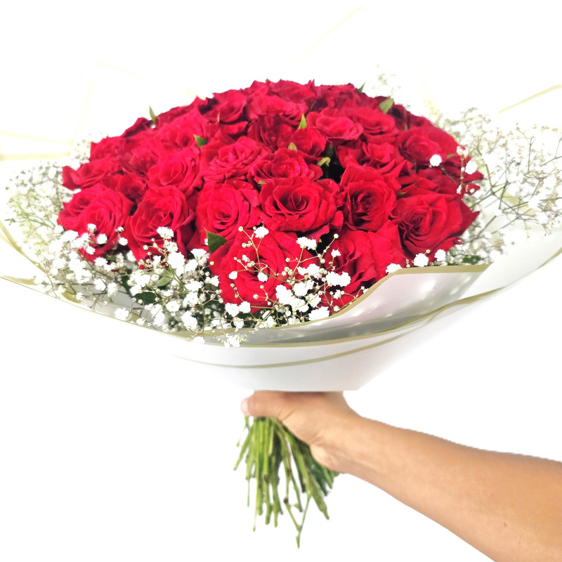 bouquet de 50 roses rouge