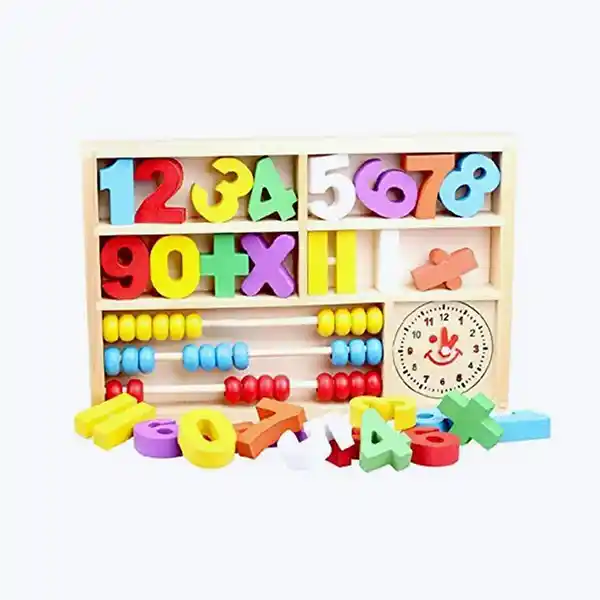 Coffret d&rsquo;apprentissage num&eacute;rique et math&eacute;matique pour enfants &ndash; Boulier avec perles et horloge
