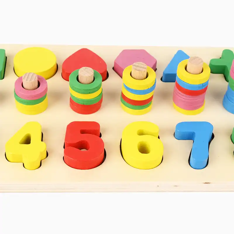 Puzzle Montessori en Bois – Chiffres et Formes à Empiler | Éducatif 3+ ans