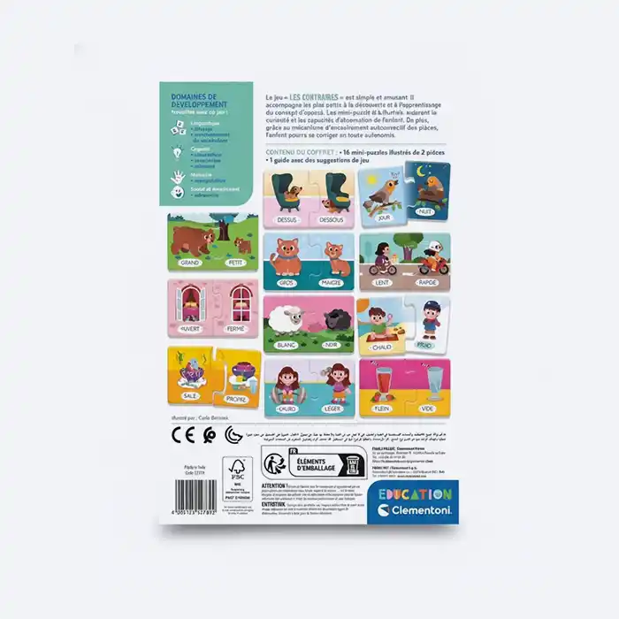 Les Contraires : Jeu Éducatif Puzzles 2-4 Ans - Clementoni