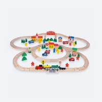 Set de Train en Bois Orbit 100 Pièces - Jeu Éducatif Qualité