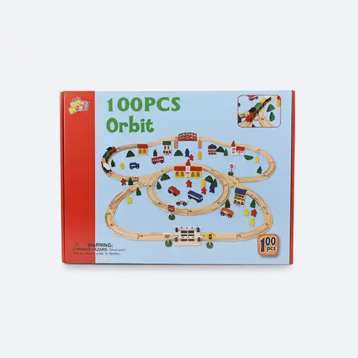Set de Train en Bois Orbit 100 Pièces - Jeu Éducatif Qualité