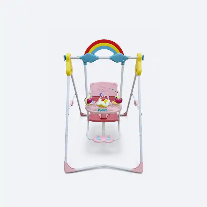 Balançoire Bébé Pliable Rose Rainbow - Siège Sécurisé & Évolutif