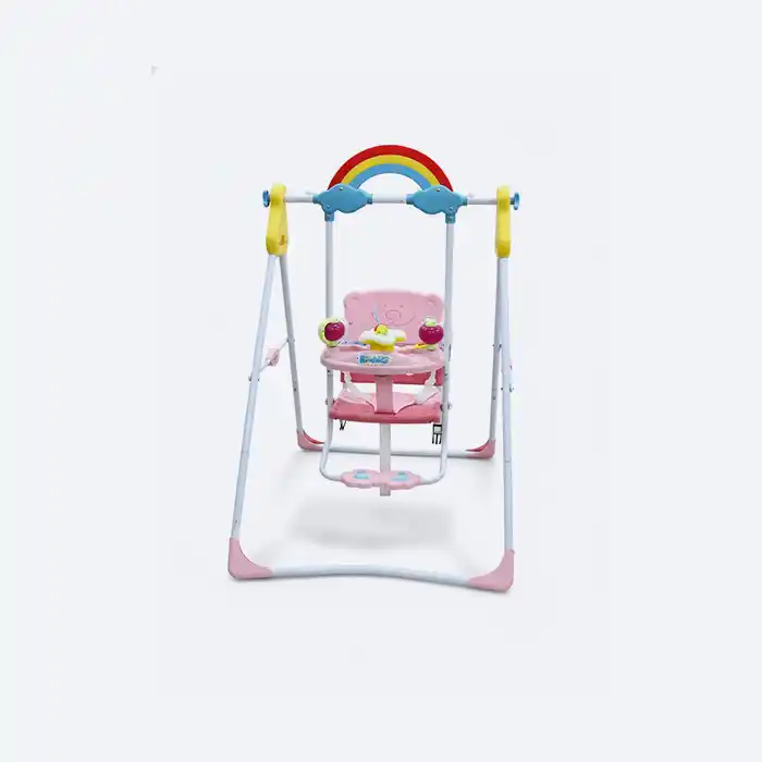 Balançoire Bébé Pliable Rose Rainbow - Siège Sécurisé & Évolutif