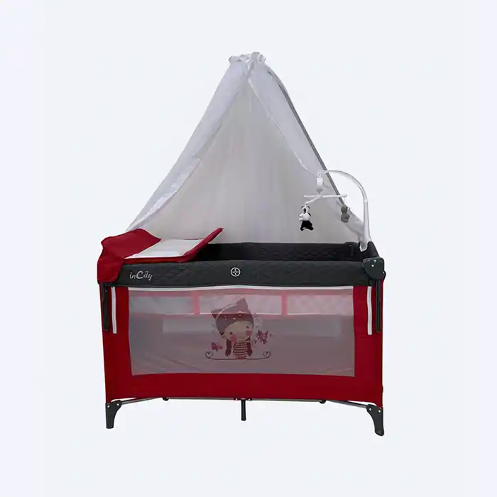 Lit-Parc Bébé Pliable Rouge & Gris 4-en-1 | Cododo, Langer & MoustiquaireLit-Parc Bébé Pliable Rouge & Gris 4-en-1 | Cododo, Langer & Moustiquaire