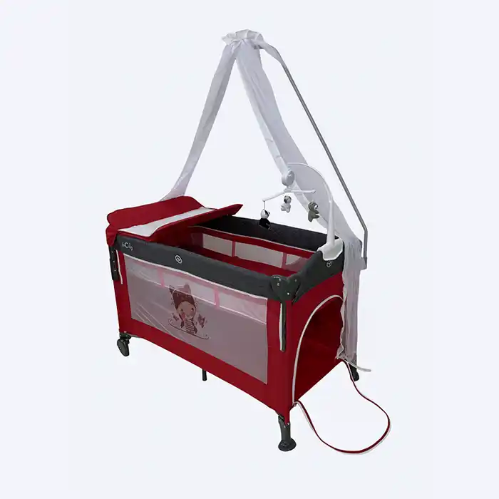 Lit-Parc Bébé Pliable Rouge & Gris 4-en-1 | Cododo, Langer & MoustiquaireLit-Parc Bébé Pliable Rouge & Gris 4-en-1 | Cododo, Langer & Moustiquaire