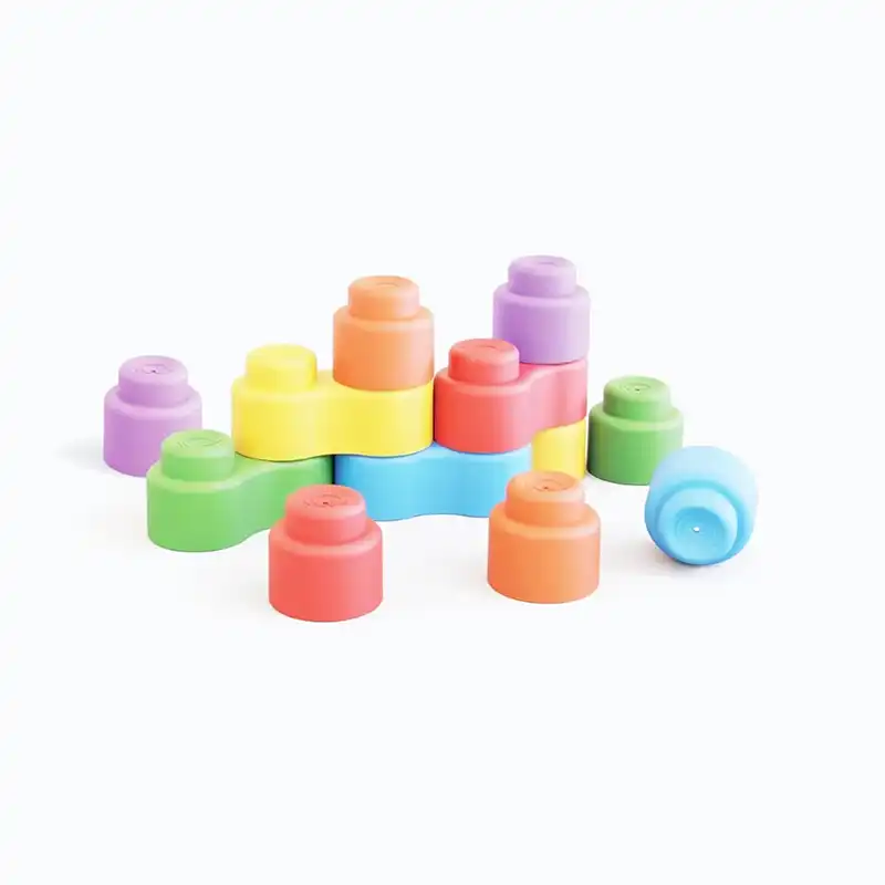Quercetti MOMY Soft Happy Sounds – 24 Pièces | Blocs de Construction Souples avec Hochets | 6–36 Mois