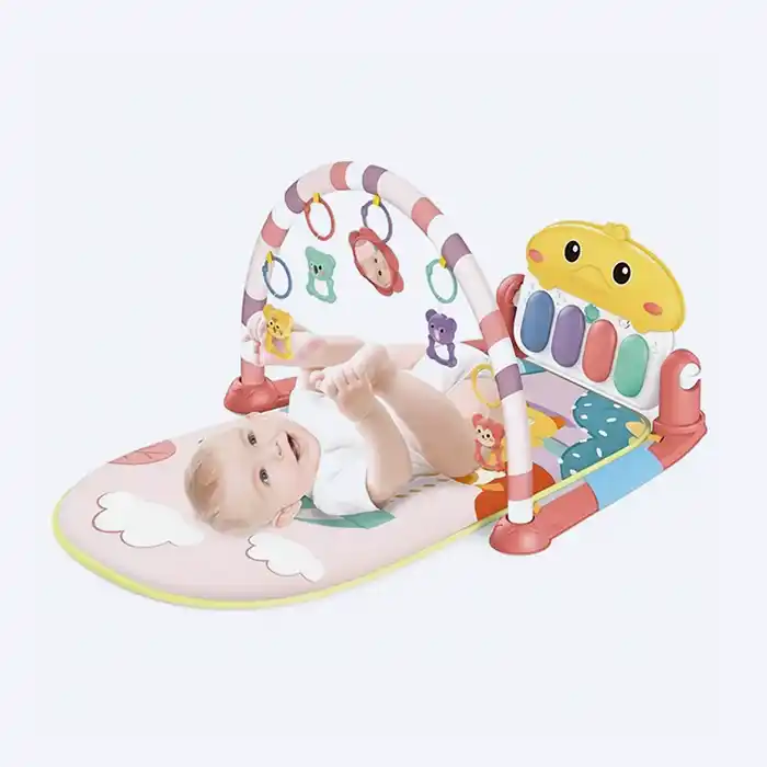 Tapis d'Éveil & Balancelle 2en1 Rose Bébé - Piano Musical 0m+