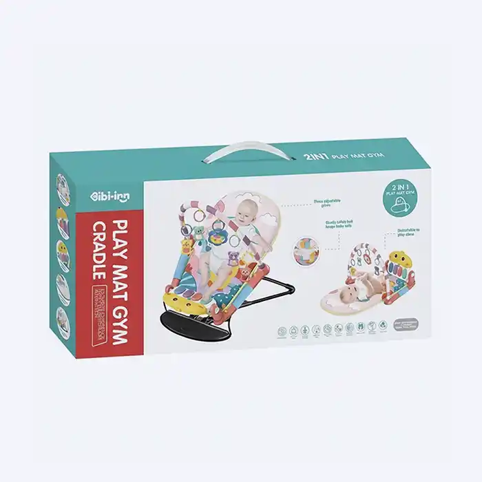 Tapis d'Éveil & Balancelle 2en1 Rose Bébé - Piano Musical 0m+