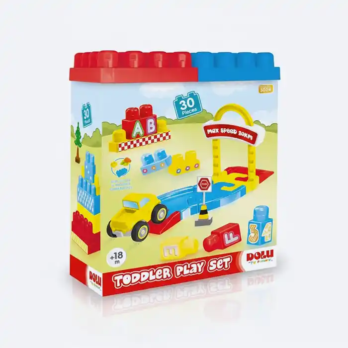 Set Blocs Piste & Voiture 30 Pcs Enfant +18m - Dolu
