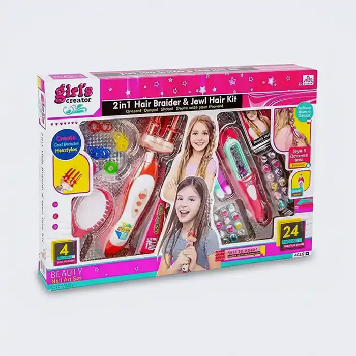 Kit Coiffure "Girl's Creator" 2-en-1 Tresseur & Bijoux
