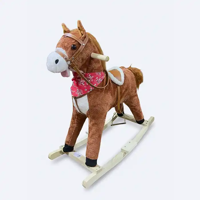 Cheval à Bascule Poupée Peluche Bois Sons Enfants (1-5 ans)