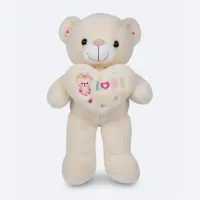 Ours en Peluche Crème Doux avec Cœur "Love" - Nounours Câlin