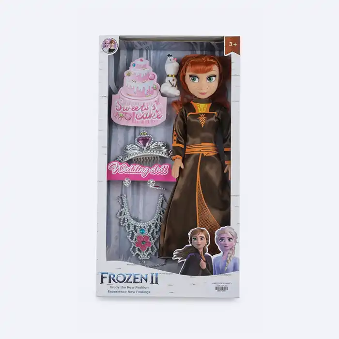 Poupée Princesse Anna Frozen 2 Robe de Voyage avec Gâteau et Bijoux